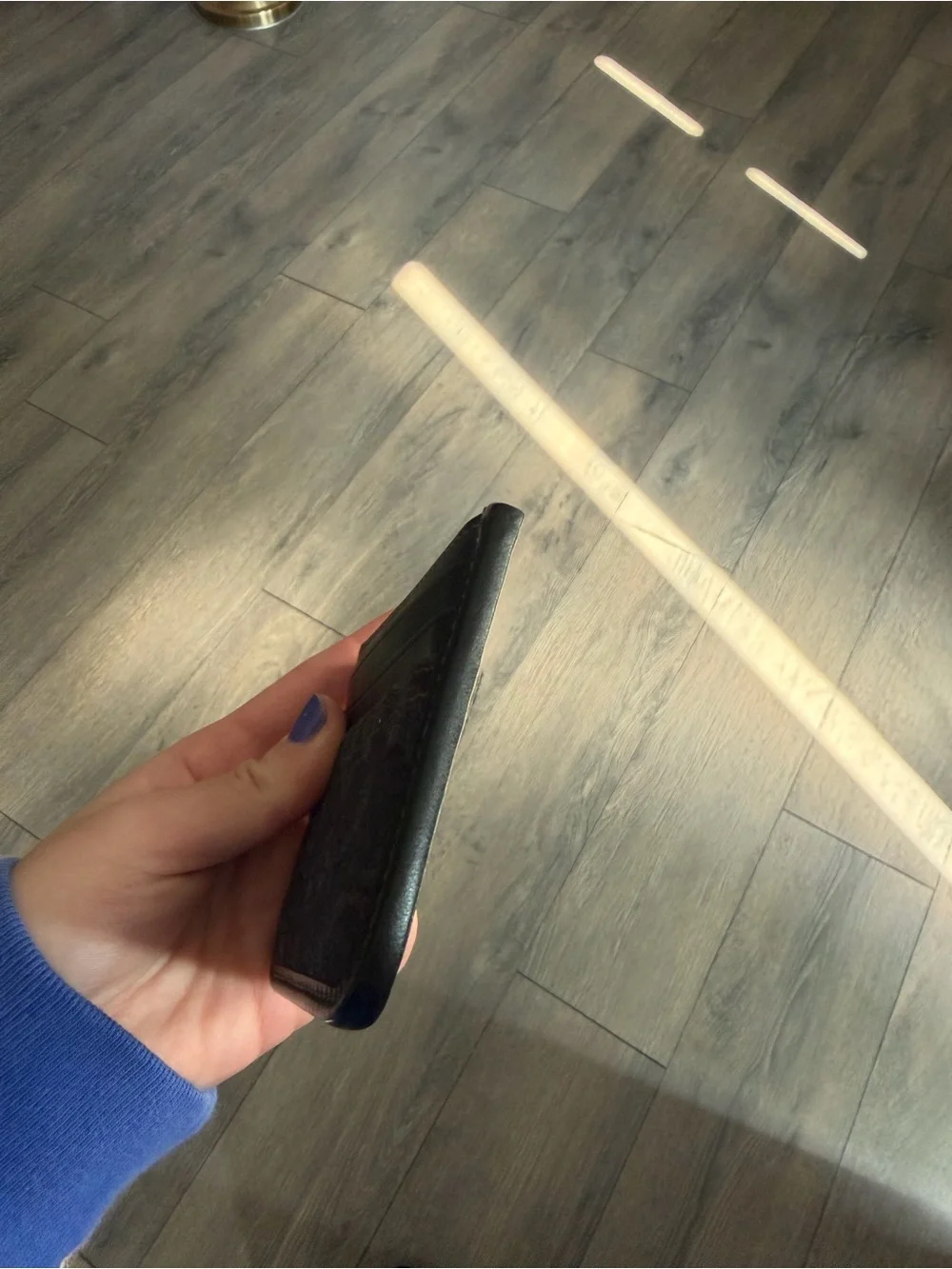 Coach black denim zip card case